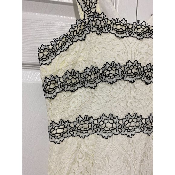 Anthro Foxiedox Ivory & Black Lace Midi Dress Medium - Picture 5 of 10